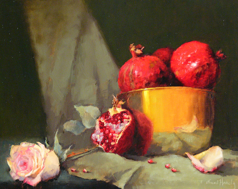 Pomegranates and Single Rose.jpg